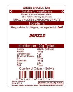 BRAZILS WHOLE 125G