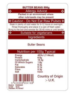 BUTTER BEANS 500G
