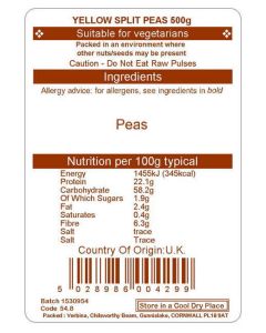 YELLOW SPLIT PEAS 500G