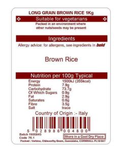RICE BROWN LONG GRAIN (ITALIAN)KG