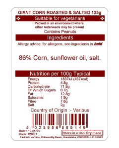 GIANT CORN ROASTED & SALTED 125G