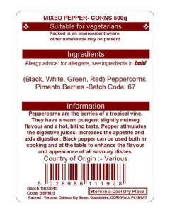 PEPPERCORNS MIXED 500G