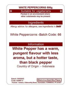 PEPPERCORNS WHITE 500G