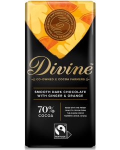 DIVINE 70% DARK CHOCOLATE WITH GINGER & ORANGE 5X90G