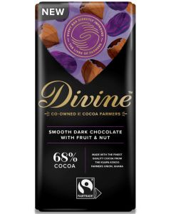 DIVINE 68% DARK CHOCOLATE WITH FRUIT AND NUT 5X90G