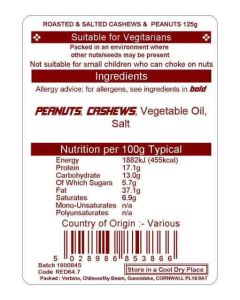 REDMOOR R&S CASHEWS & PEANUTS 125G