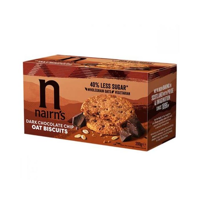 NAIRNS WHEAT FREE DARK CHOCOLATE CHIP BISCUITS 200G X 8