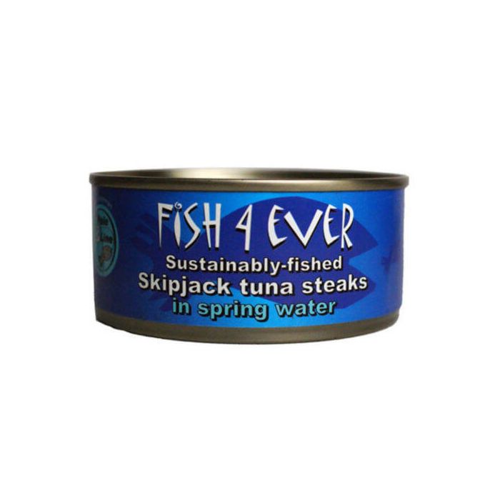 FISH 4 EVER SKIPJACK TUNA STEAKS IN SPRING WATER 160G X 8
